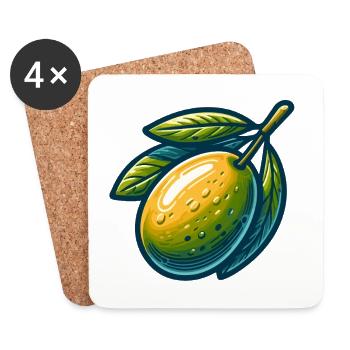 Stylized Olive Green Yellow - Coasters (set of 4) - white - Front