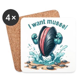 Ich möchte Muscheln - Untersetzer (4er-Set) - Weiß - Vorne