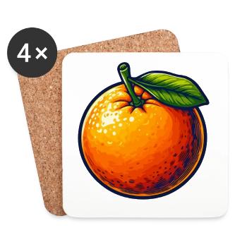 Tangerine with Leaf - Coasters (set of 4) - white - Front