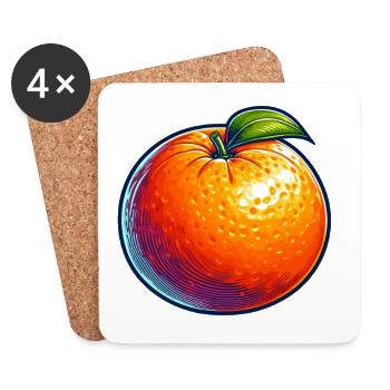 Orange Pop Art Bright Fruit - Coasters (set of 4) - white - Front