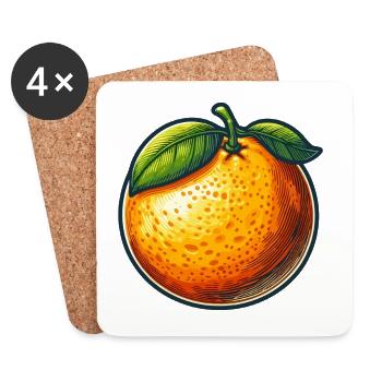 Sunny Orange with Bright Leaves - Coasters (set of 4) - white - Front