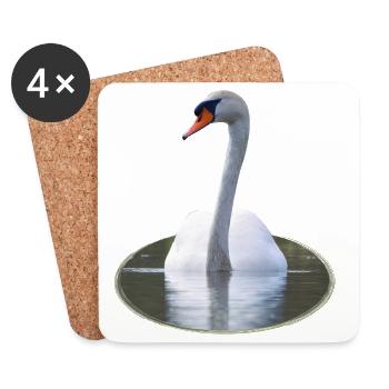 Eleganter Schwan auf ruhigem Wasser - Untersetzer (4er-Set) - Weiß - Vorne