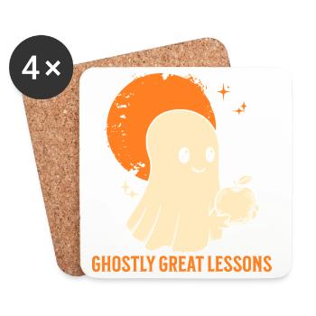 Squelette drôle de professeur pour Halloween en classe - Dessous de verre (lot de 4) - blanc - Devant