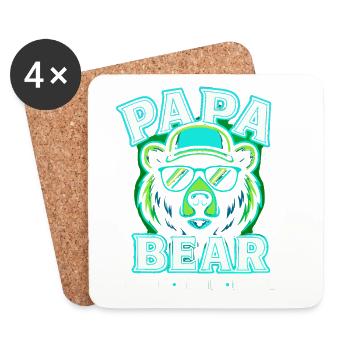 Papa Bear Trendy Sunglasses Hoodie Design - Coasters (set of 4) - white - Front