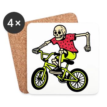 Neon BMX skeleton in tricks – retro vibes - Coasters (set of 4) - white - Front