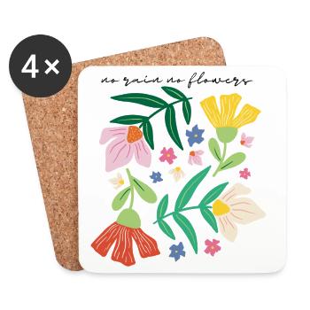 Pas de pluie pas de fleurs Motif 🌼✨ floral - Dessous de verre (lot de 4) - blanc - Devant