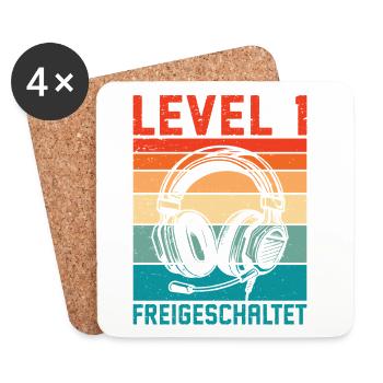 1. Geburtstag Jungen Gamer Level 1 Freigeschaltet - Untersetzer (4er-Set) - Weiß - Vorne