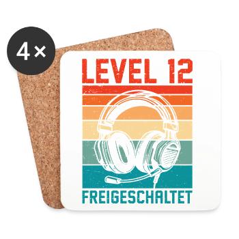 12. Geburtstag Jungen Gamer Level 12 Unlocked - Untersetzer (4er-Set) - Weiß - Vorne