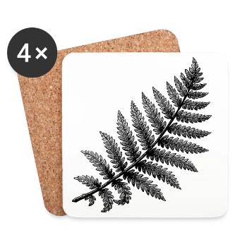 Black Abstract Floral Illustration - Coasters (set of 4) - white - Front