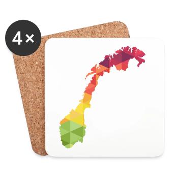 Norvège - Norvège - Norvège - résumé - carte - Dessous de verre (lot de 4) - blanc - Devant