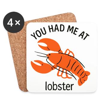 Humorous Lobster Illustration Tee - Coasters (set of 4) - white - Front