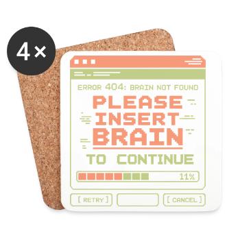 Insert Brain Error 404 Retro Gamer - Coasters (set of 4) - white - Front