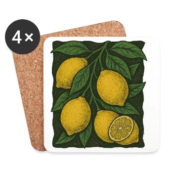 Lemon Botanical Illustration - Coasters (set of 4) - white - Front