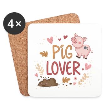 Pig Heart Lover T-shirt - Coasters (set of 4) - white - Front