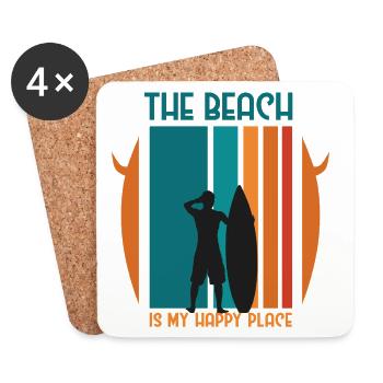 Beach Day Adventure with Surfer Silhouette - Coasters (set of 4) - white - Front