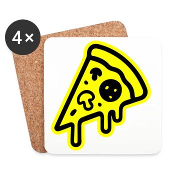 Icône de la pizza - Dessous de verre (lot de 4) - blanc - Devant
