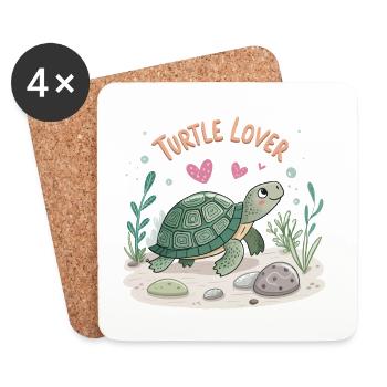 Turtle in Love Illustration - Coasters (set of 4) - white - Front