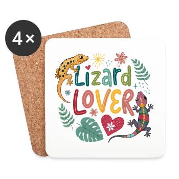 Lizard Lover Illustration - Dessous de verre (lot de 4) - blanc - Devant