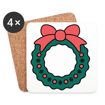 Wreath for Christmas - Coasters (set of 4) - white - Front