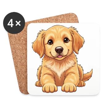 Golden Retriever Welpe 2 - Untersetzer (4er-Set) - Weiß - Vorne