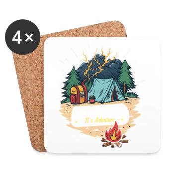 Aventure en Plein Air Tente Nature - Dessous de verre (lot de 4) - blanc - Devant