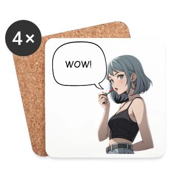 WOW - Manga Girl - Untersetzer (4er-Set) - Weiß - Vorne