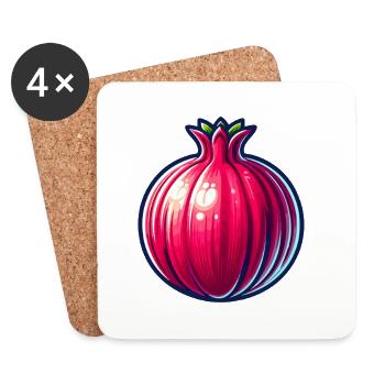 Pomegranate Fruit Pop Art - Coasters (set of 4) - white - Front