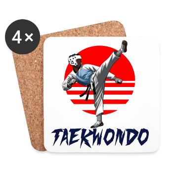 Arts Martiaux Taekwondo Conception Silhouette - Dessous de verre (lot de 4) - blanc - Devant