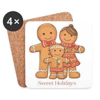 Sweet Holidays – Gingerbread Family Xmas Vibes - Coasters (set of 4) - white - Front