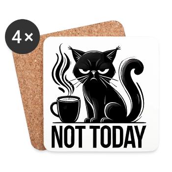 Annyoed Katze mit Kaffee, Love Cats - Untersetzer (4er-Set) - Weiß - Vorne