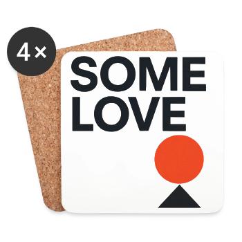 Minimalistisches „Some Love“ Design – Geometrische - Untersetzer (4er-Set) - Weiß - Vorne