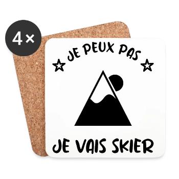 JE PEUX PAS. SKI. MONTAGNE. RAQUETTE. SNOW. SNOW - Dessous de verre (lot de 4) - blanc - Devant
