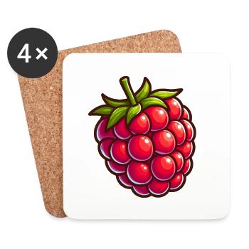 Framboise cartoon éclat - Dessous de verre (lot de 4) - blanc - Devant