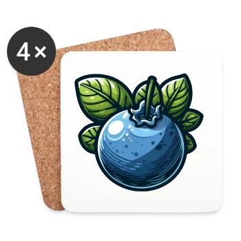 Blaubeer-Botanische Zeichentrickserie - Untersetzer (4er-Set) - Weiß - Vorne