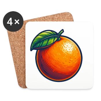 Illustration d'orange Colorée et Vibante - Dessous de verre (lot de 4) - blanc - Devant