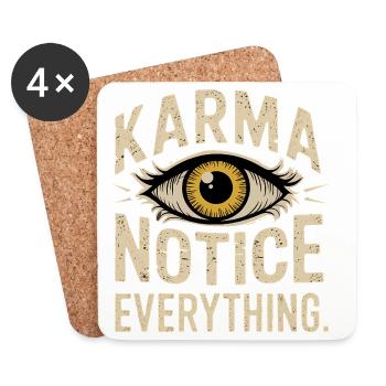 Karma Notice Eye Design, Motivational Saying  - Coasters (set of 4) - white - Front