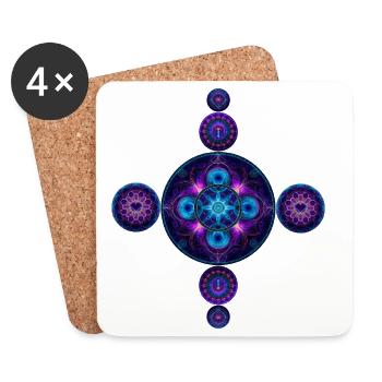 Lichterzeugnis Mandala in Blau und Lila - Untersetzer (4er-Set) - Weiß - Vorne