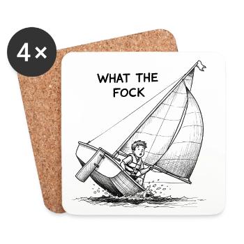 What the Fock – Segelboot Cartoon - Untersetzer (4er-Set) - Weiß - Vorne