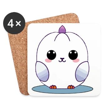 Kawaii Weißes Küken mit lila Akzenten - Untersetzer (4er-Set) - Weiß - Vorne