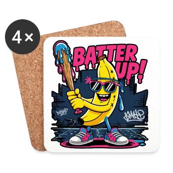 Cool Banana Baseball Neon Style - Coasters (set of 4) - white - Front