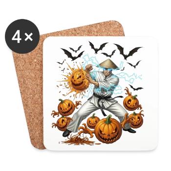 Ninja vs Halloween Pumpkins - Coasters (set of 4) - white - Front