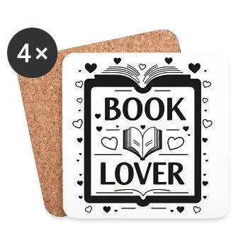 Fine Line Buch – Book Lover Design - Dessous de verre (lot de 4) - blanc - Devant