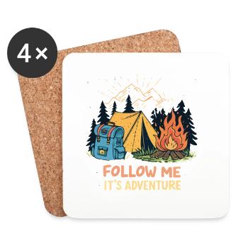 Adventure Camping Fire Tent - Coasters (set of 4) - white - Front