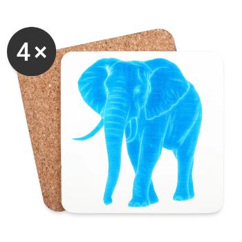 Neon Elephant Line Art - Coasters (set of 4) - white - Front