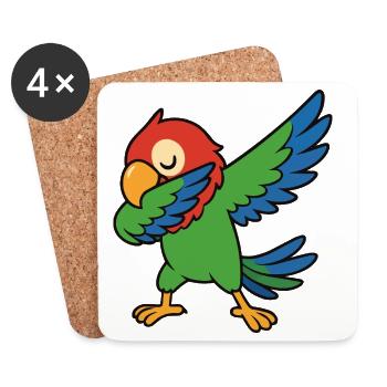 Bande dessinée Parrot Dabbing - Dessous de verre (lot de 4) - blanc - Devant