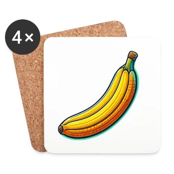 Banane Neon Pop - Dessous de verre (lot de 4) - blanc - Devant