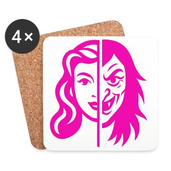 Contraste du visage divisé - Dessous de verre (lot de 4) - blanc - Devant