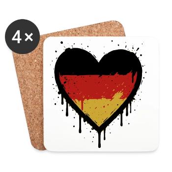 Deutschland Herz – Grunge Flagge Design - Untersetzer (4er-Set) - Weiß - Vorne