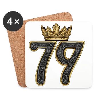 79 Nombre Couronne - Dessous de verre (lot de 4) - blanc - Devant