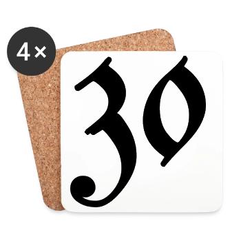 30. 30 ANS. 30e ANNIVERSAIRE. ANNIVERSAIRE 30 ANS. - Dessous de verre (lot de 4) - blanc - Devant